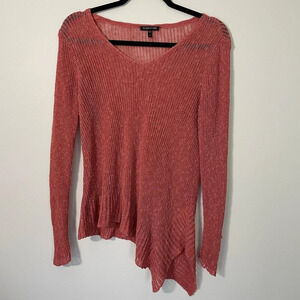Eileen Fisher High Low Linen Blend Pink Sweater‎